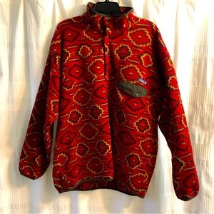 Vintage Patagonia Men's Aztec Tribal Red Synchilla Snap Pullover Fleece